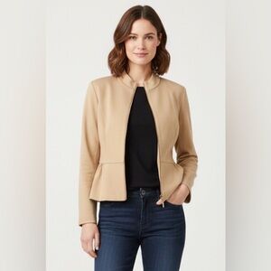 Vintage Spiegel Tan Blazer with Fitted Peplum Silhouette Size 18